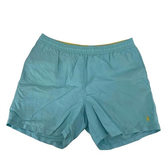 Polo Ralph Lauren Swim Trunks Lined Teal Blue Mens Size XXL Swimwear Preppy Logo - Picture 1 of 8